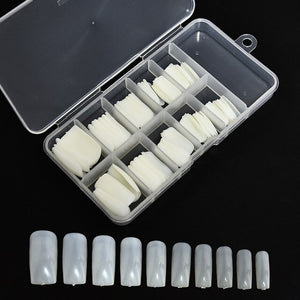 100Pcs Acrylic False Fake Nail Fingernail Professional Full Cover Fasle Nail Art Fingernail Color Card Polish Tips Manicure Set