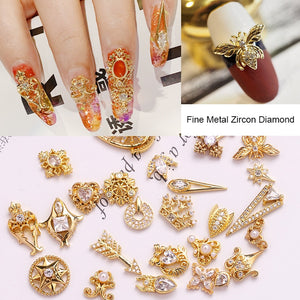 5pcs metal nail art zircon hollow decorations Nail art Luxury Metal Jewelry fingernail Zircon Diamond charms Manicure decoration