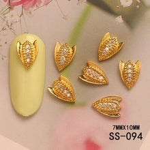 Load image into Gallery viewer, 5pcs metal nail art zircon hollow decorations Nail art Luxury Metal Jewelry fingernail Zircon Diamond charms Manicure decoration
