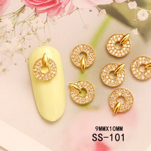 5pcs metal nail art zircon hollow decorations Nail art Luxury Metal Jewelry fingernail Zircon Diamond charms Manicure decoration