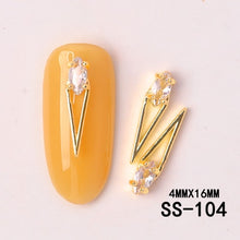 Load image into Gallery viewer, 5pcs metal nail art zircon hollow decorations Nail art Luxury Metal Jewelry fingernail Zircon Diamond charms Manicure decoration
