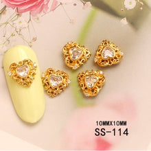 Load image into Gallery viewer, 5pcs metal nail art zircon hollow decorations Nail art Luxury Metal Jewelry fingernail Zircon Diamond charms Manicure decoration
