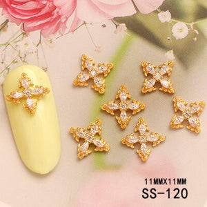 5pcs metal nail art zircon hollow decorations Nail art Luxury Metal Jewelry fingernail Zircon Diamond charms Manicure decoration