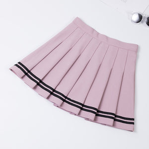 XS-XXL High Waist Women's Skirts Striped Pleated Skirt Elastic Waist Female Skirts Sweet Mini Skirts Dance Skirt Plaid Skirt y2k