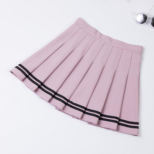 XS-XXL High Waist Women's Skirts Striped Pleated Skirt Elastic Waist Female Skirts Sweet Mini Skirts Dance Skirt Plaid Skirt y2k