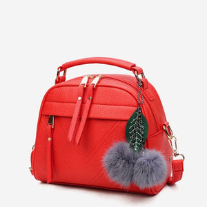 PU Leather Handbag For Women Girl Fashion Tassel Messenger Bags With Ball Bolsa Female Shoulder Bags Ladies Party Crossby Bag