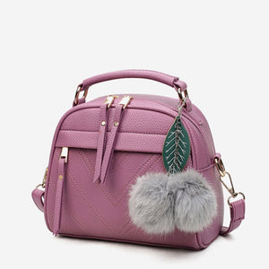PU Leather Handbag For Women Girl Fashion Tassel Messenger Bags With Ball Bolsa Female Shoulder Bags Ladies Party Crossby Bag