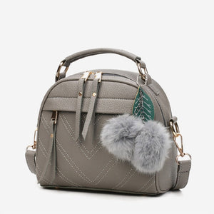PU Leather Handbag For Women Girl Fashion Tassel Messenger Bags With Ball Bolsa Female Shoulder Bags Ladies Party Crossby Bag