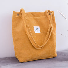 Load image into Gallery viewer, Women Corduroy Shopping Bag Female Canvas Cloth Shoulder Bag Environmental Storage Handbag Reusable Foldable Eco Grocery Totes
