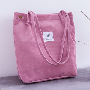 Women Corduroy Shopping Bag Female Canvas Cloth Shoulder Bag Environmental Storage Handbag Reusable Foldable Eco Grocery Totes