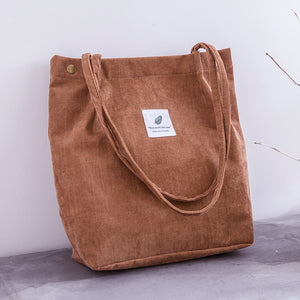 Women Corduroy Shopping Bag Female Canvas Cloth Shoulder Bag Environmental Storage Handbag Reusable Foldable Eco Grocery Totes