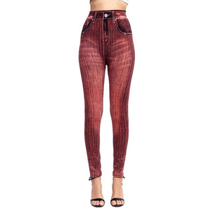 High Waist Imitation Jean Leggings Slim Elastic Seamless Plus Size 3XL Skinny Pencil Pant Female Workout Running Leggings