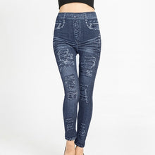 Load image into Gallery viewer, High Waist Imitation Jean Leggings Slim Elastic Seamless Plus Size 3XL Skinny Pencil Pant Female Workout Running Leggings
