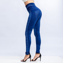 Load image into Gallery viewer, High Waist Imitation Jean Leggings Slim Elastic Seamless Plus Size 3XL Skinny Pencil Pant Female Workout Running Leggings
