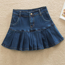 Load image into Gallery viewer, Denim Skirt With Ruffles 6XL 7XL Plus Size Jeans Skater Woman High Waist Bottom Female Casual Pleated Micro Mini Short Jurken
