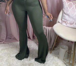 Casual XS-4XL Plus Size Women Elastic Wide Leg Flare Pants Leggings High Waist Trousers Draped Jogger Pants Sweatpants Plus Size