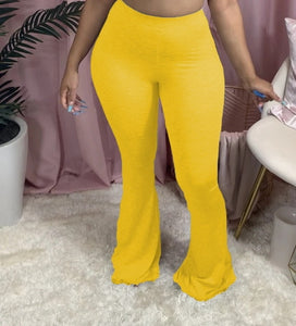 Casual XS-4XL Plus Size Women Elastic Wide Leg Flare Pants Leggings High Waist Trousers Draped Jogger Pants Sweatpants Plus Size