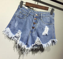 Load image into Gallery viewer, female fashion casual summer cool women denim booty Shorts high waists fur-lined leg-openings Plus size sexy short Jeans
