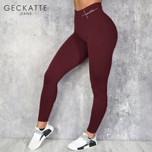 Load image into Gallery viewer, Umeko Sport Leggings for Fitness Women Fitness Push Up Elastic Letters Print Legging High Waist Plus Size Workout Gym Pants Slim
