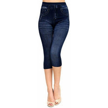Load image into Gallery viewer, Plus Size Women Yoga Short Leggings  Faux Denim Ladies Short Pants  Floral Printed High Waist Female Shorts
