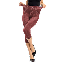 Load image into Gallery viewer, Plus Size Women Yoga Short Leggings  Faux Denim Ladies Short Pants  Floral Printed High Waist Female Shorts
