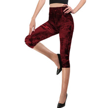 Load image into Gallery viewer, Plus Size Women Yoga Short Leggings  Faux Denim Ladies Short Pants  Floral Printed High Waist Female Shorts
