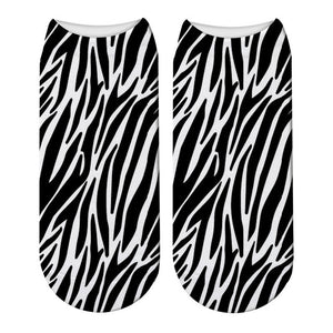 Fashion 3D Printing Animals Skin Zebra Socks Women Leopard Print Dalmatian Cute Socks Harajuku Cow Tiger Funny Ankle Socks