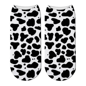 Fashion 3D Printing Animals Skin Zebra Socks Women Leopard Print Dalmatian Cute Socks Harajuku Cow Tiger Funny Ankle Socks