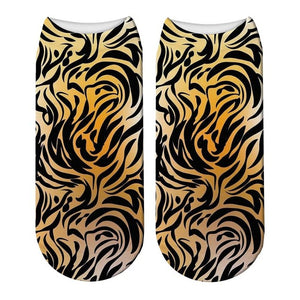 Fashion 3D Printing Animals Skin Zebra Socks Women Leopard Print Dalmatian Cute Socks Harajuku Cow Tiger Funny Ankle Socks