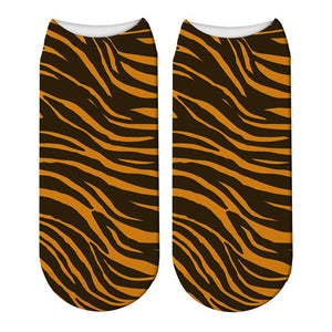Fashion 3D Printing Animals Skin Zebra Socks Women Leopard Print Dalmatian Cute Socks Harajuku Cow Tiger Funny Ankle Socks