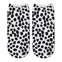 Load image into Gallery viewer, Fashion 3D Printing Animals Skin Zebra Socks Women Leopard Print Dalmatian Cute Socks Harajuku Cow Tiger Funny Ankle Socks

