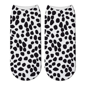 Fashion 3D Printing Animals Skin Zebra Socks Women Leopard Print Dalmatian Cute Socks Harajuku Cow Tiger Funny Ankle Socks
