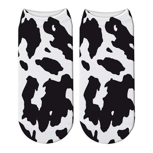 Fashion 3D Printing Animals Skin Zebra Socks Women Leopard Print Dalmatian Cute Socks Harajuku Cow Tiger Funny Ankle Socks