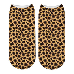 Fashion 3D Printing Animals Skin Zebra Socks Women Leopard Print Dalmatian Cute Socks Harajuku Cow Tiger Funny Ankle Socks