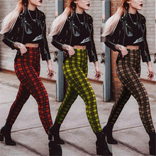 Load image into Gallery viewer, INITIALDREAM 2020 Plaid Print Leggings Women High Elasticity Sexy Woman Pants Plus Size Sporting Fitness Leggins Femme
