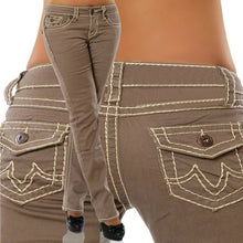 Load image into Gallery viewer, Plus Size Jeans 2020 New Woman Blue Midi Waist Straight Denim Trousers Mom Jeans Female Elastic Pencil Jean Pants
