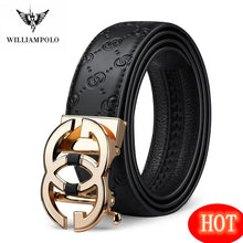 Load image into Gallery viewer, WilliamPolo Genuine leather Belt Men Luxury Brand Designer fashion Top Quality Belts for Men Strap Male Metal Automatic Buckle
