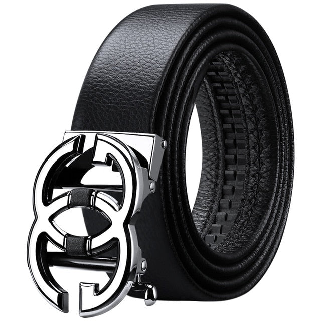 New Famous Belt Men Top Quality Genuine Luxury Leather Belts for Men,Strap  Male Metal Automatic Buckle Men's Belts LY125-0183-1