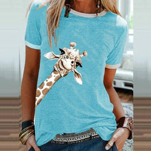 Load image into Gallery viewer, Plus Size Giraffe Graphic T-Shirts Women Casual Cute O Neck Short Sleeve Y2k Tees Top Lovely Tshirts Lady Clothing Fall Winter

