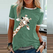 Load image into Gallery viewer, Plus Size Giraffe Graphic T-Shirts Women Casual Cute O Neck Short Sleeve Y2k Tees Top Lovely Tshirts Lady Clothing Fall Winter
