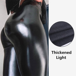 S-5XL Plus Size Winter PU Leather Leggings Women  Thickened Warm Legging High Waist Leggings Black Leather Pants Women