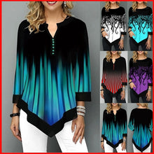 Load image into Gallery viewer, Spring Summer 3/4 Sleeve Print T-Shirts Irregular Women Clothing Fashion Casual Plus Size Loose Pullovers Tee Shirt Femme
