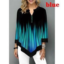 Load image into Gallery viewer, Spring Summer 3/4 Sleeve Print T-Shirts Irregular Women Clothing Fashion Casual Plus Size Loose Pullovers Tee Shirt Femme
