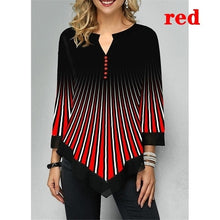 Load image into Gallery viewer, Spring Summer 3/4 Sleeve Print T-Shirts Irregular Women Clothing Fashion Casual Plus Size Loose Pullovers Tee Shirt Femme
