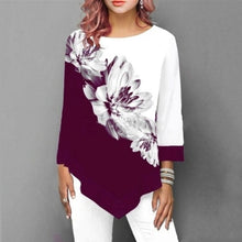 Load image into Gallery viewer, Spring Summer 3/4 Sleeve Print T-Shirts Irregular Women Clothing Fashion Casual Plus Size Loose Pullovers Tee Shirt Femme
