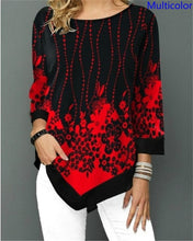 Load image into Gallery viewer, Spring Summer 3/4 Sleeve Print T-Shirts Irregular Women Clothing Fashion Casual Plus Size Loose Pullovers Tee Shirt Femme
