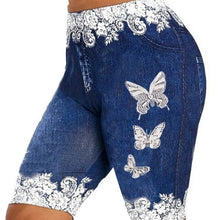 Load image into Gallery viewer, Printed False Denim Yoga Pant 3\4 Women Jeans Leggings High Waist Breeches Capri Pants Super Elastic Jeggings Plus Size 5XL

