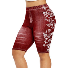 Load image into Gallery viewer, Printed False Denim Yoga Pant 3\4 Women Jeans Leggings High Waist Breeches Capri Pants Super Elastic Jeggings Plus Size 5XL
