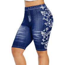 Load image into Gallery viewer, Printed False Denim Yoga Pant 3\4 Women Jeans Leggings High Waist Breeches Capri Pants Super Elastic Jeggings Plus Size 5XL
