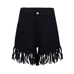 Plus Size S-3XL Tassel Casual Denim Shorts Women Elastic High Waist Short Jeans Summer Streetwear Fashion Trousers